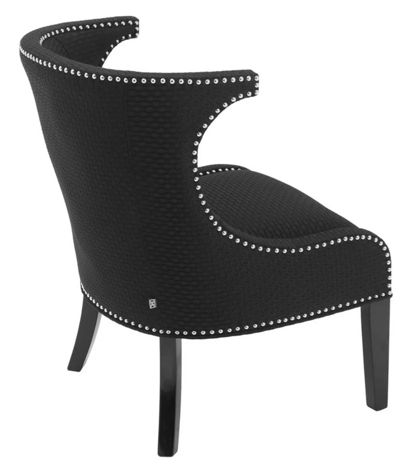 Casa Padrino Luxus Sessel / Ohrensessel Schwarz 66 x 60 x H. 91 cm - Limited Edition