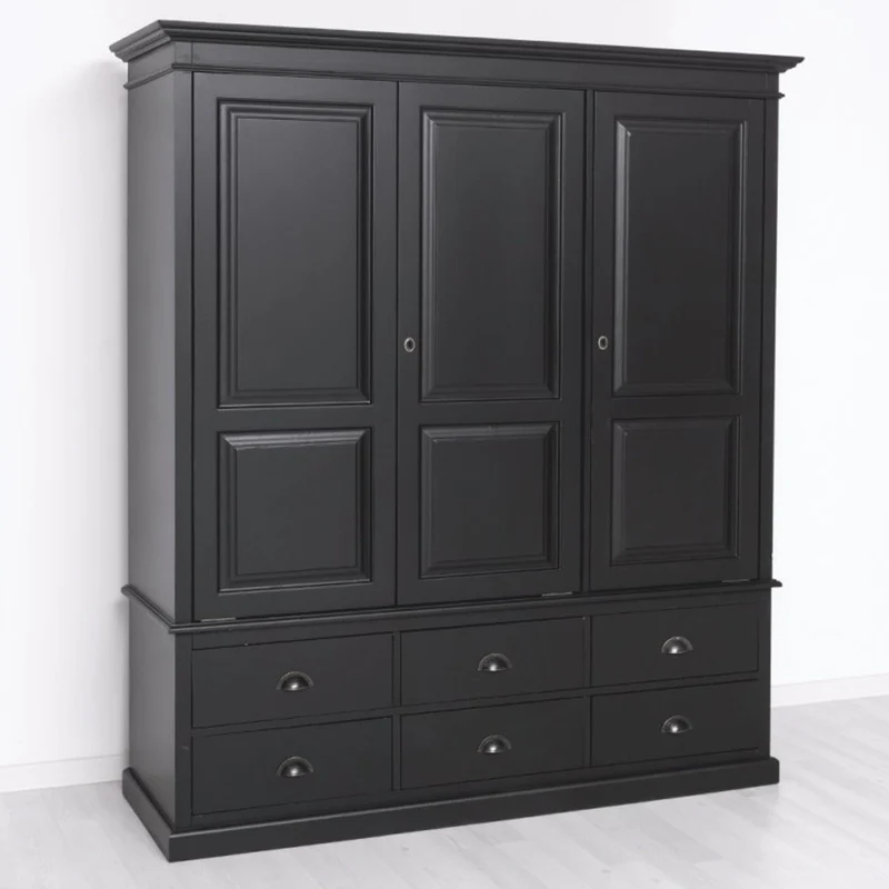 Casa Padrino Landhausstil Schlafzimmer Schrank Schwarz 174 cm - Schlafzimmer Möbel