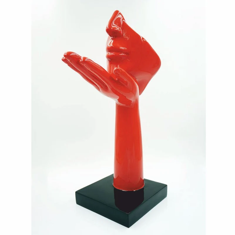 Casa Padrino Deko Skulptur Rot / Schwarz H. 50 cm - Wohnzimmer Deko