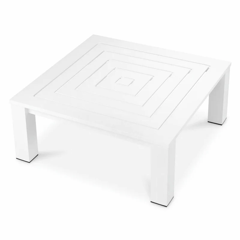 Casa Padrino Luxus Couchtisch Matt Weiß / Schwarz 101,5 cm - Outdoor Garten Möbel