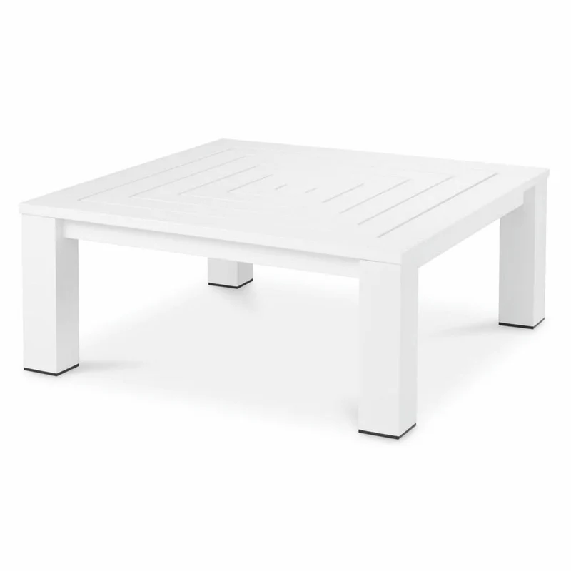 Casa Padrino Luxus Couchtisch Matt Weiß / Schwarz 101,5 cm - Outdoor Garten Möbel