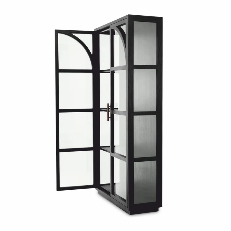 Casa Padrino Luxus Vitrine Schwarz / Bronze 118 x 44,5 x H. 210 cm - Luxus Interior