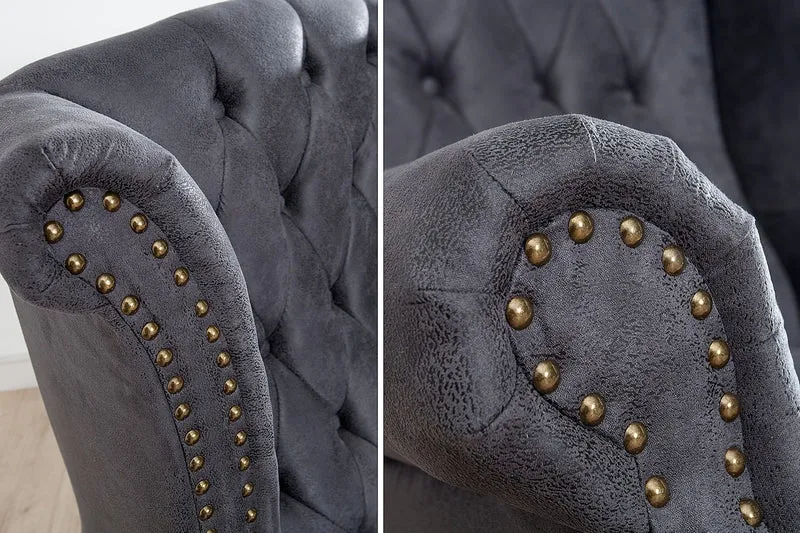 Chesterfield Sessel Antik Grau aus dem Hause Casa Padrino