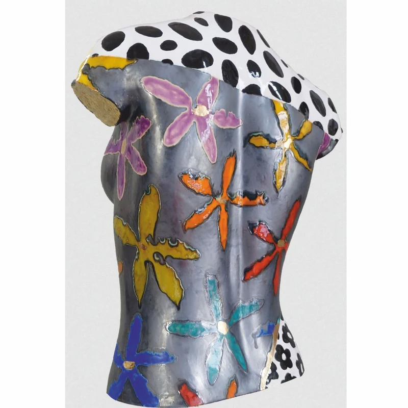 Casa Padrino Luxus Keramik Deko Frauen Torso Bunt H. 56 cm - Handgefertigt & Handbemalt