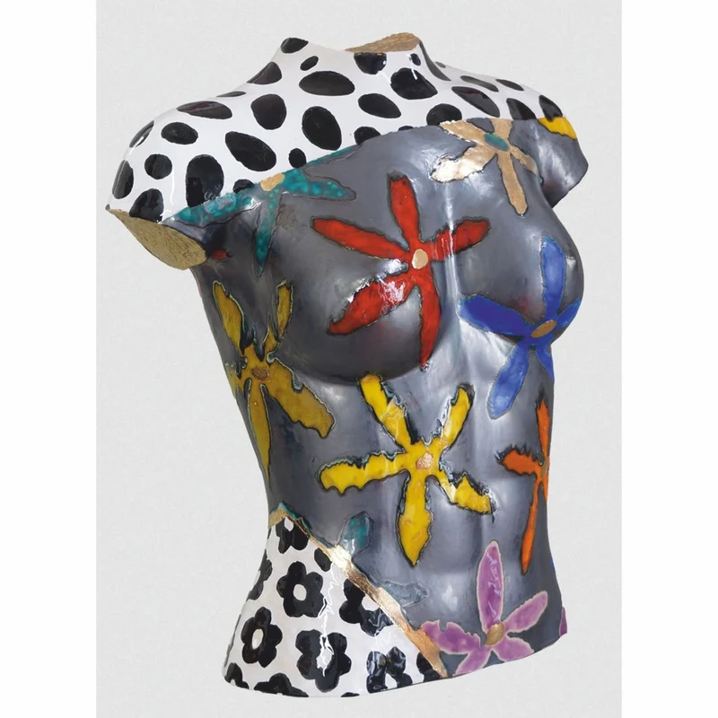 Casa Padrino Luxus Keramik Deko Frauen Torso Bunt H. 56 cm - Handgefertigt & Handbemalt