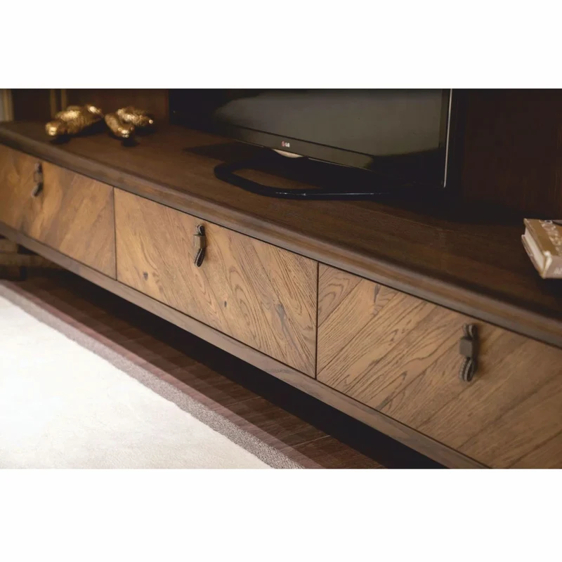 Casa Padrino Luxus TV Schrank mit 3 Schubladen Braun 240 cm - Wohnzimmer & Hotel Möbel