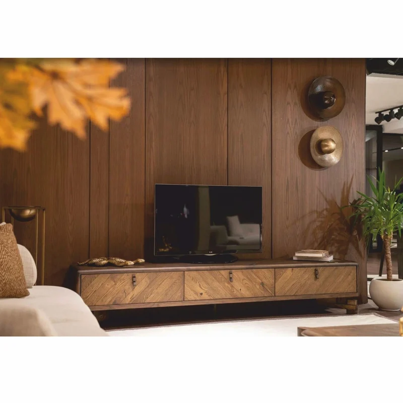 Casa Padrino Luxus TV Schrank mit 3 Schubladen Braun 240 cm - Wohnzimmer & Hotel Möbel