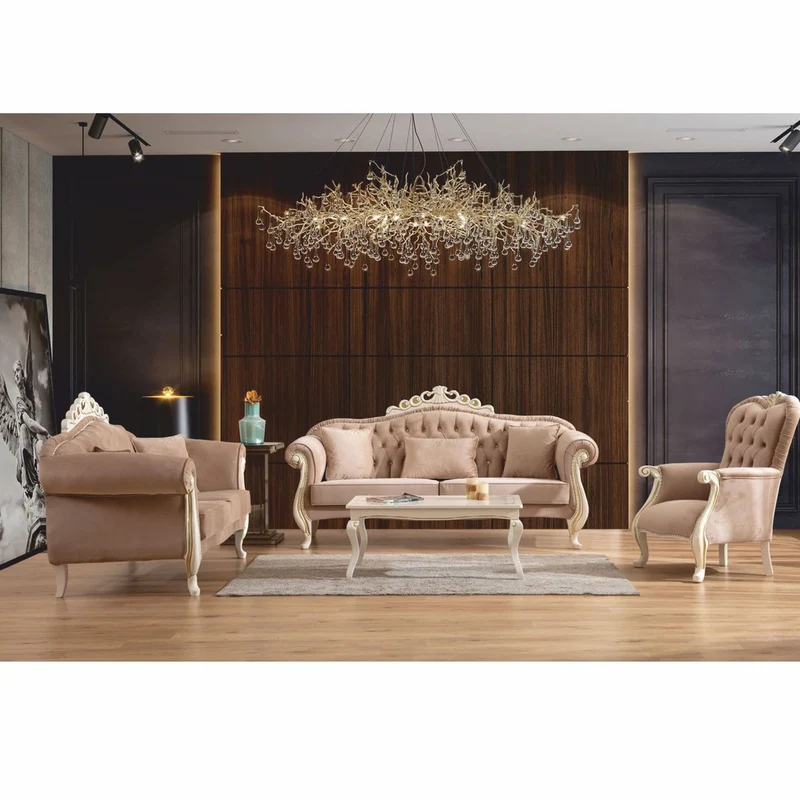 Casa Padrino Luxus Barock Wohnzimmer Sessel Hellbraun / Weiß / Gold - Barockstil Möbel