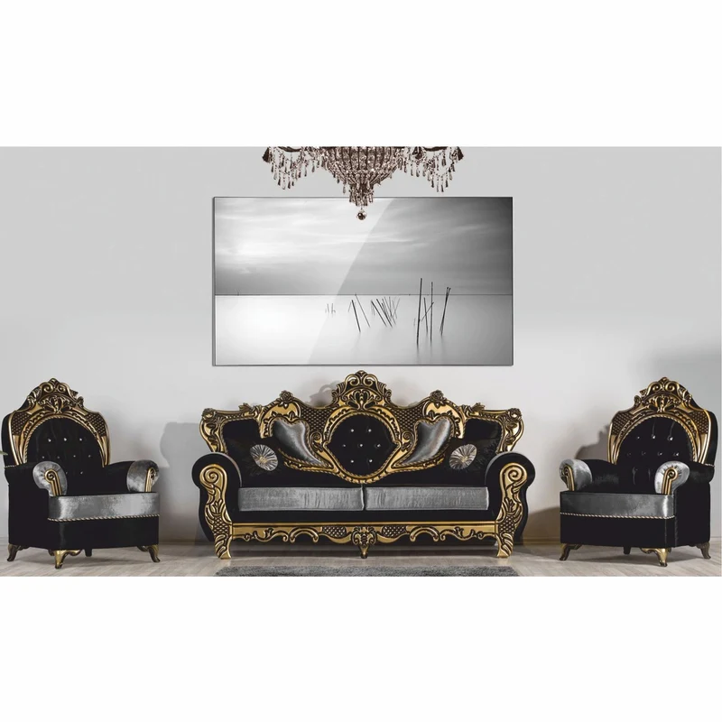 Casa Padrino Luxus Barock Sessel mit Glitzersteinen Schwarz / Silber / Gold - Prunkvolle Barock Möbel