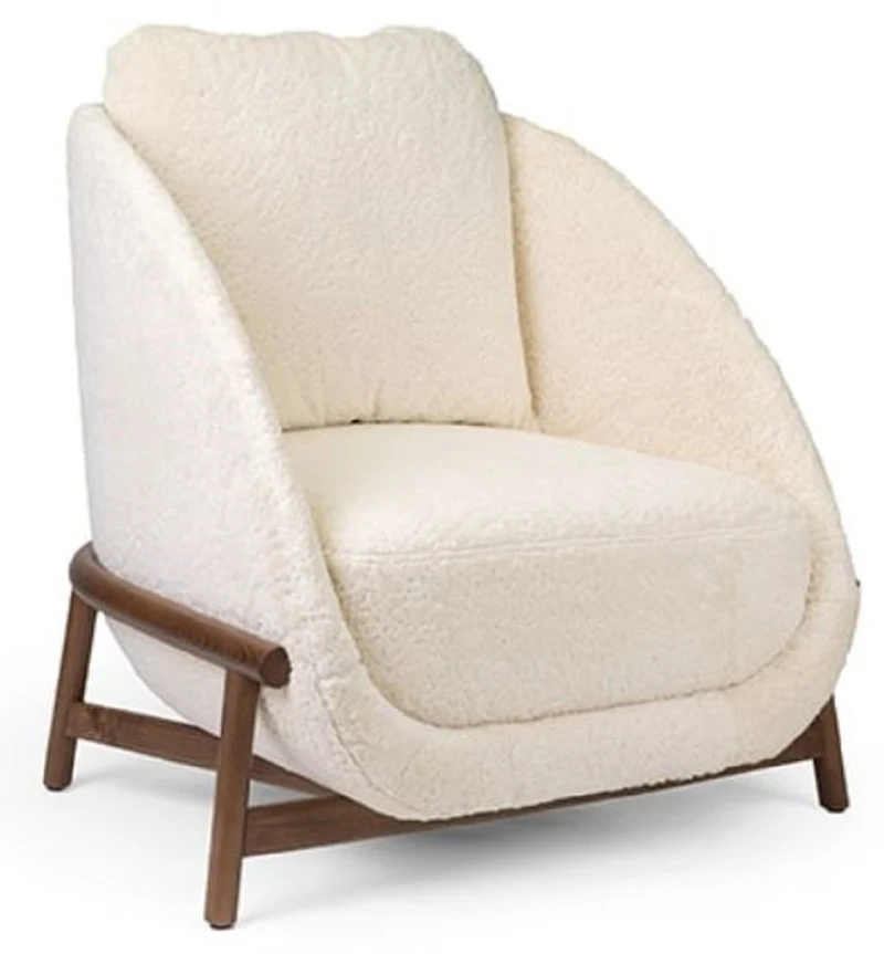 Casa Padrino Luxus Lounge Sessel Creme / Braun H. 81 cm - Wohnzimmer Möbel