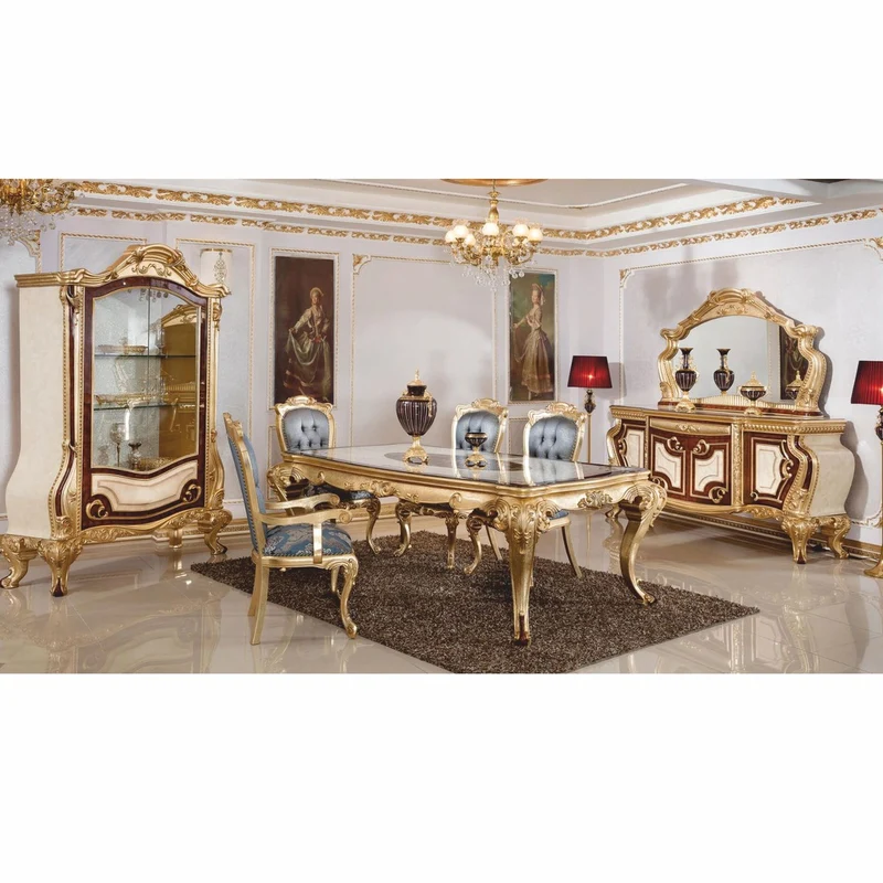 Casa Padrino Luxus Barock Sideboard mit Spiegel Weiß / Braun / Gold - Barockstil Möbel
