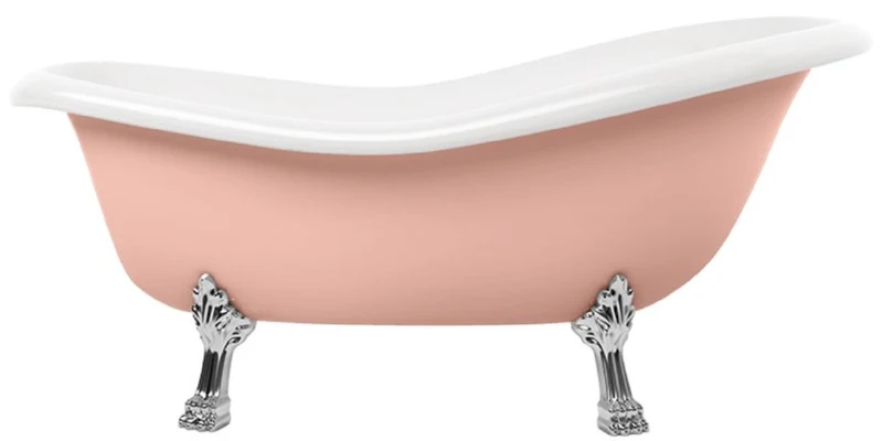Casa Padrino Jugendstil Badewanne Rosa / Weiß / Silber 168 cm - Freistehende Retro Stil Badewanne