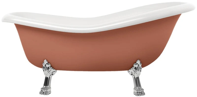 Casa Padrino Jugendstil Badewanne Braun / Weiß / Silber 168 cm - Freistehende Retro Stil Badewanne