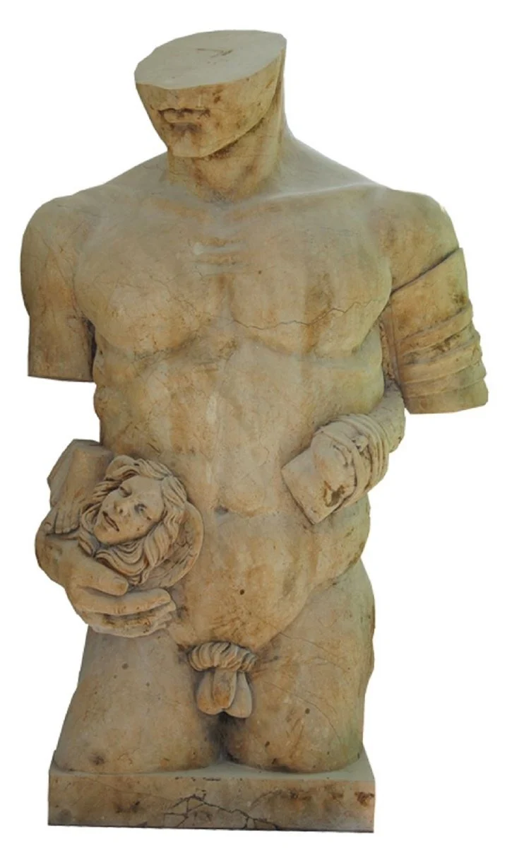 Casa Padrino Luxus Antik Stil Marmor Deko Skulptur Mann Beige H. 130 cm