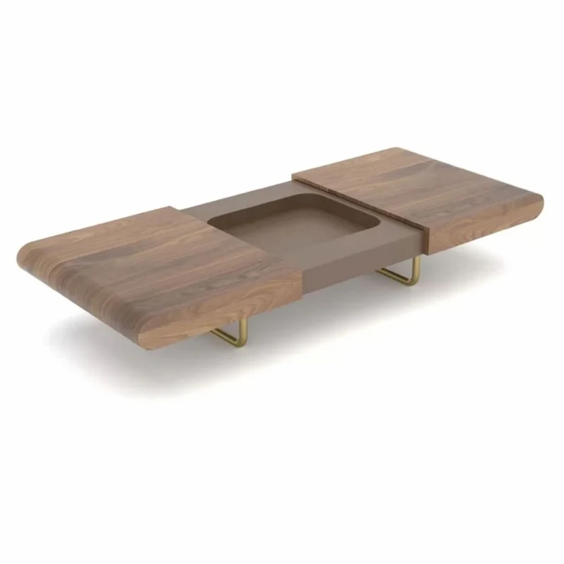 Casa Padrino Luxus Couchtisch Braun / Messing 140-210 cm - Ausziehbarer Wohnzimmertisch