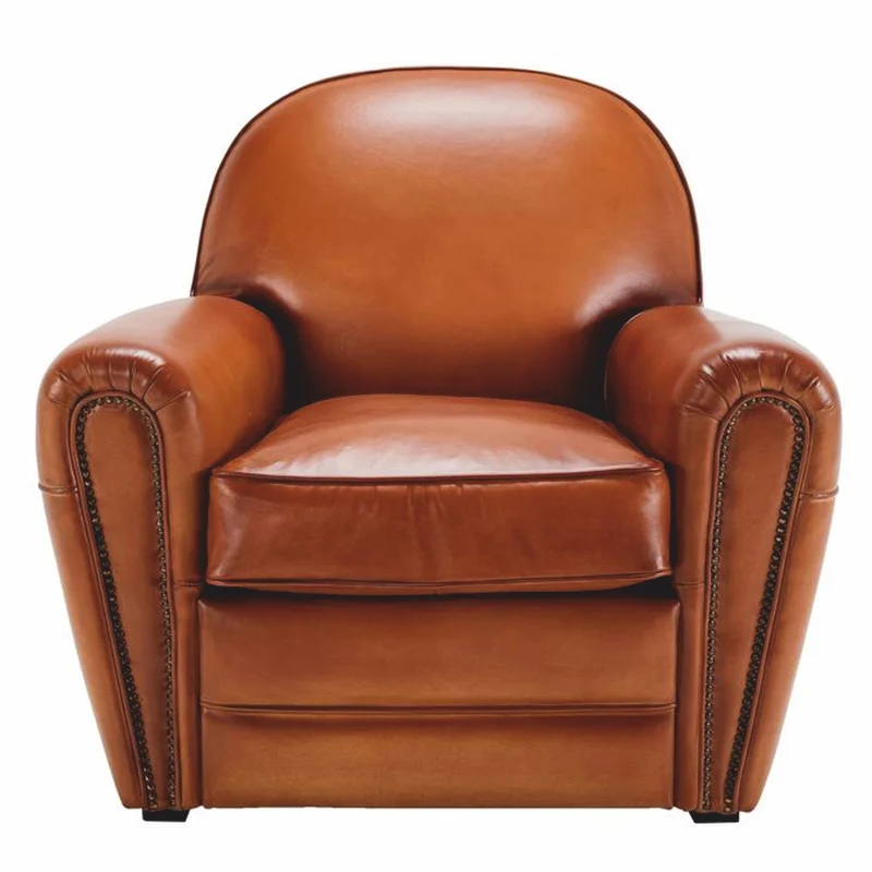 Casa Padrino Luxus Echtleder Sessel Hellbraun / Schwarz 90 cm - Echtleder Möbel