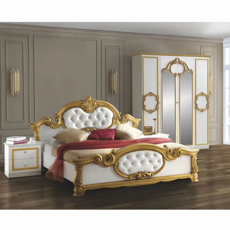 Casa Padrino Luxus Barock Schlafzimmer Schrank Weiß / Gold 177 cm - Barock Schlafzimmer Möbel