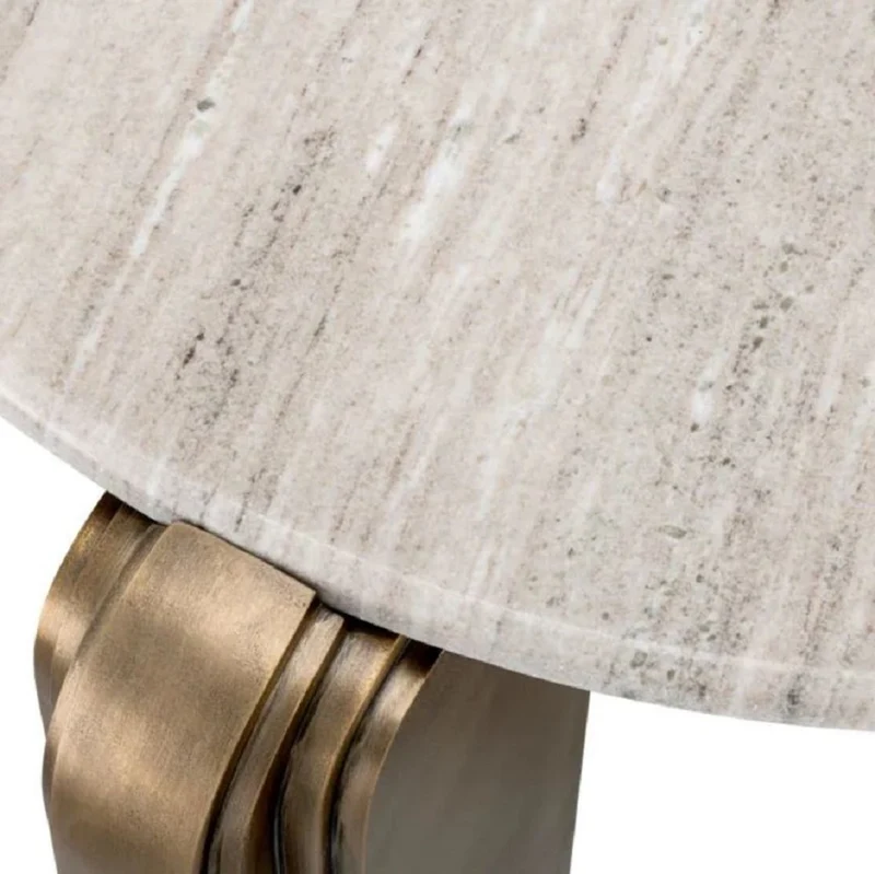 Casa Padrino Luxus Couchtisch Beige / Antik Messing Ø 99 x H. 46 cm