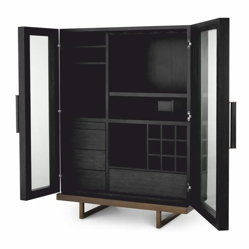 Casa Padrino Luxus Barschrank Schwarzgrau / Bronze H. 150 cm - Bar Möbel