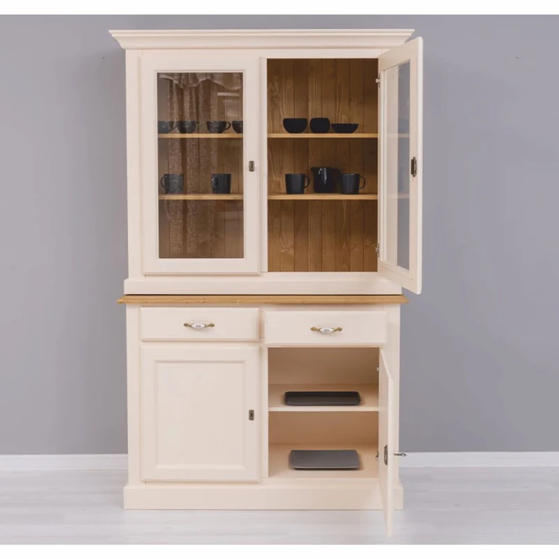 Casa Padrino Landhausstil Esszimmer Schrank Creme / Naturfarben 126 x 45 x H. 200 cm - Esszimmer Möbel