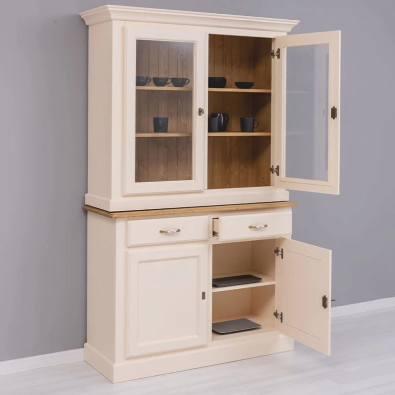 Casa Padrino Landhausstil Esszimmer Schrank Creme / Naturfarben 126 x 45 x H. 200 cm - Esszimmer Möbel
