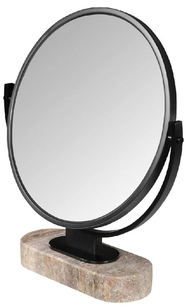 Casa Padrino Luxus Schminkspiegel Schwarz / Grau H. 51 cm - Schminktisch Spiegel