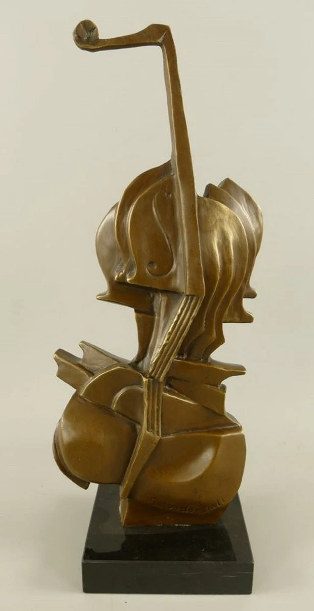 Casa Padrino Bronze Deko Skulptur Geige Bronze / Schwarz H. 41 cm - Abstrakte Schreibtisch Dekoration