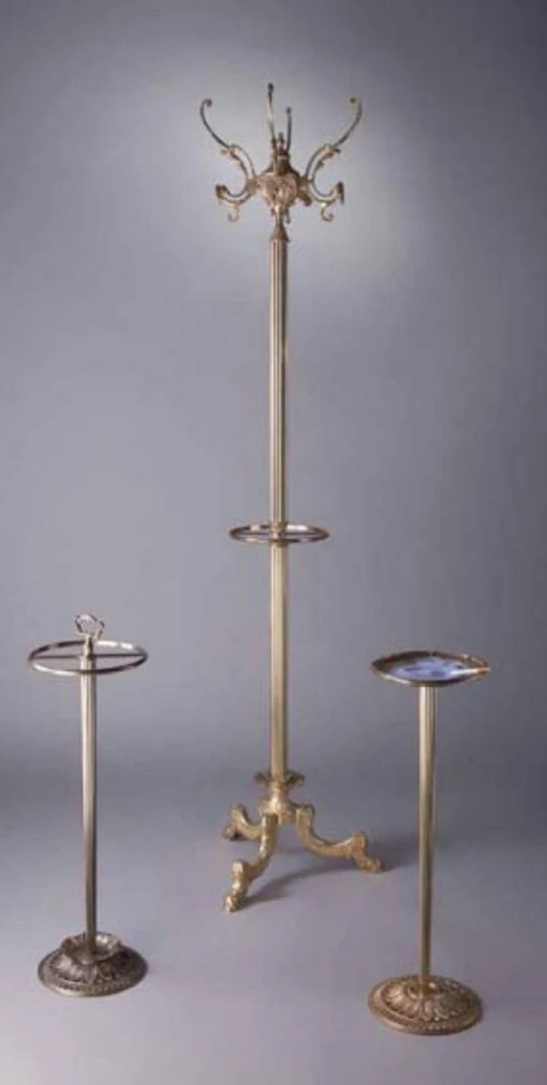 Casa Padrino Luxus Barock Aschenbecher Bronze Ø 25 x H. 78 cm - Runder Barockstil Messing Aschenbecher mit Ständer und Tragegriff - Barock Deko Accessoires - Luxus Qualität - Made in Italy
