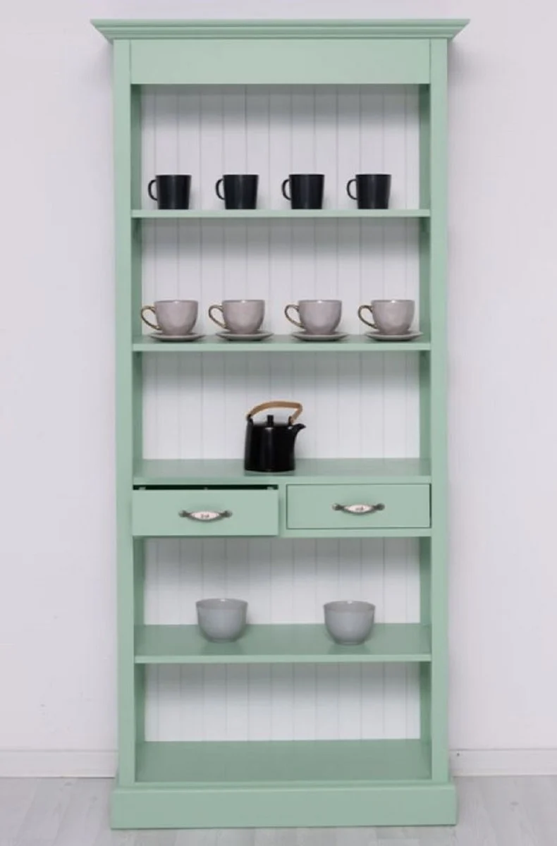 Casa Padrino Landhausstil Schrank Mintgrün / Weiß 91 x 39 x H. 197 cm - Landhausstil Esszimmer Schrank - Massivholz Möbel - Landhausstil Shabby Chic Möbel