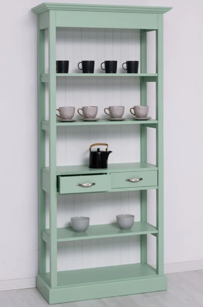 Casa Padrino Landhausstil Schrank Mintgrün / Weiß 91 x 39 x H. 197 cm - Landhausstil Esszimmer Schrank - Massivholz Möbel - Landhausstil Shabby Chic Möbel