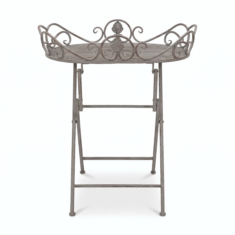 Casa Padrino Jugendstil Gartentisch Antik Grau 62 x 49 x H. 70 cm - Nostalgischer Metall Tisch - Nostalgische Metall Garten & Terrassen Möbel