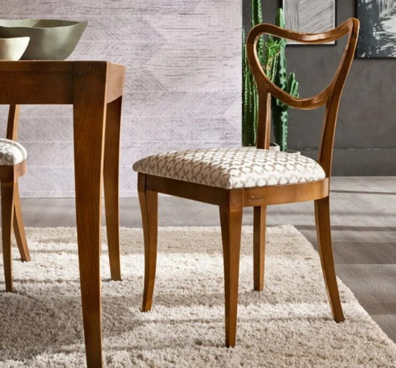 Casa Padrino Luxus Biedermeier Esszimmerstuhl Set Cremefarben / Gold / Braun - Handgefertigtes Küchen Stühle 6er Set - Biedermeier Esszimmer Möbel - Luxus Qualität - Made in Italy