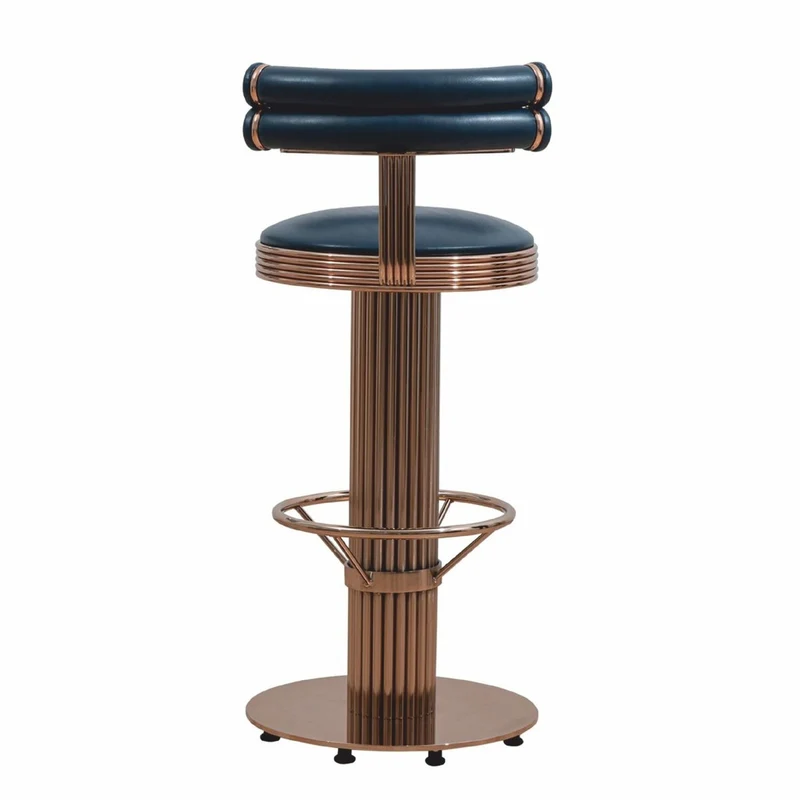 Casa Padrino Luxus Barstuhl Kupfer / Schwarz H. 96 cm