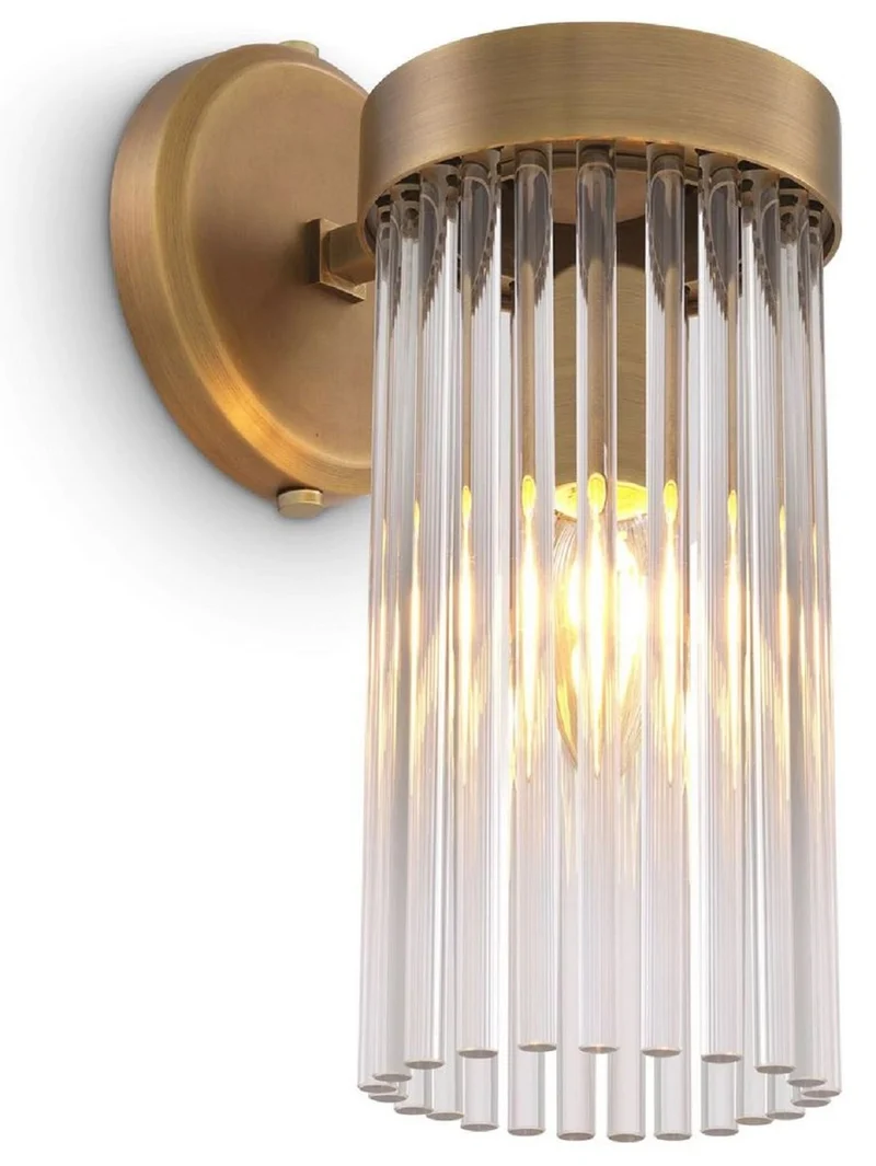 Casa Padrino Luxus Wandleuchte Antik Messingfarben 12 x 17 x H. 30 cm - Elegante Wandlampe im Retro Stil - Luxus Kollektion