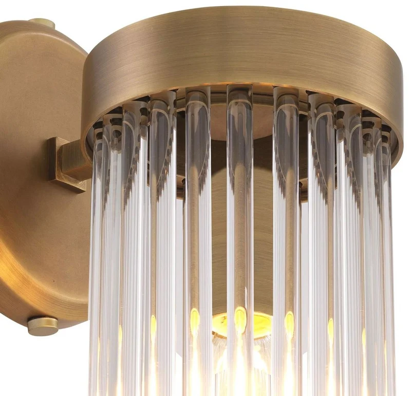 Casa Padrino Luxus Wandleuchte Antik Messingfarben 12 x 17 x H. 30 cm - Elegante Wandlampe im Retro Stil - Luxus Kollektion