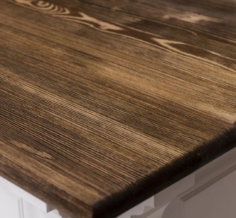 Casa Padrino Landhausstil Bar Theke Weiß / Dunkelbraun 191 x 68 x H. 95 cm - Massivholz Thekentisch - Bartisch - Massivholz Bar Möbel im Landhausstil