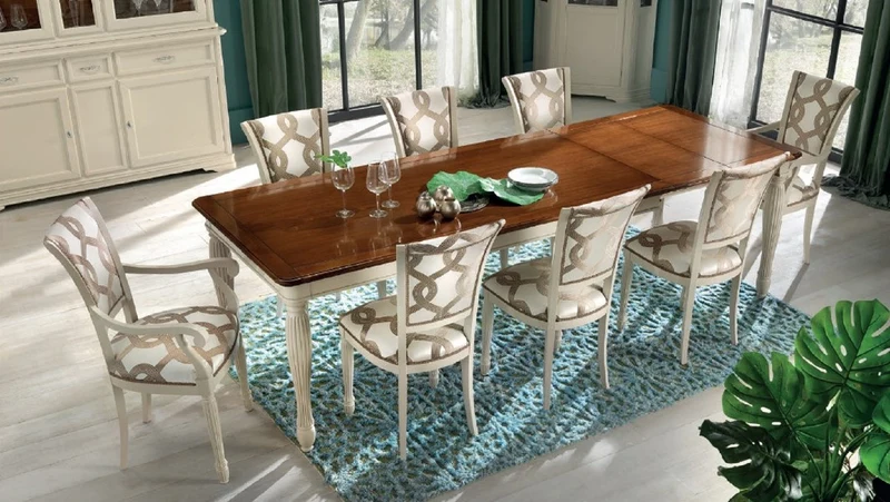 Casa Padrino Luxus Barock Esstisch ausziehbar & 8 Stühle - Made in Italy