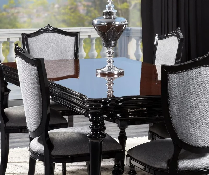 Casa Padrino Luxus Barock Esstisch Schwarz 220 cm - Prunkvolle Barock Esszimmer Möbel