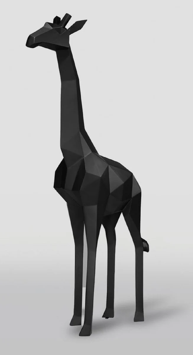 Casa Padrino XXL Deko Skulptur Giraffe Schwarz H. 190 cm