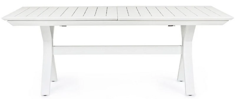 Casa Padrino Luxus Gartentisch Weiß 200-300 x 110 x H. 76 cm - Ausziehbarer Esstisch aus pulverbeschichtetem Aluminium - Luxus Garten & Terrassen Tisch - Luxus Garten & Terrassen Möbel