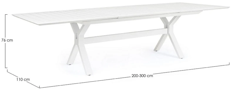 Casa Padrino Luxus Gartentisch Weiß 200-300 x 110 x H. 76 cm - Ausziehbarer Esstisch aus pulverbeschichtetem Aluminium - Luxus Garten & Terrassen Tisch - Luxus Garten & Terrassen Möbel
