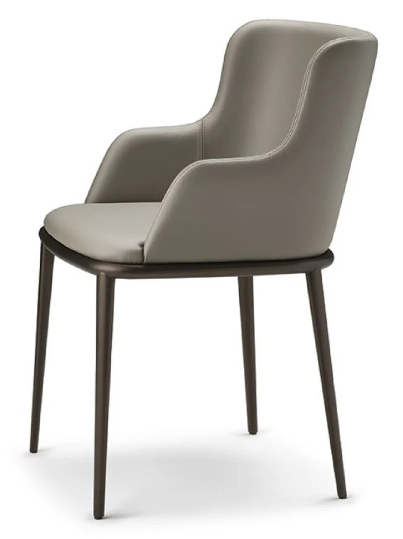 Casa Padrino Luxus Esszimmerstuhl 8er Set Grau / Schwarz - Luxus Esszimmer & Restaurant Möbel - Luxus Qualität - Made in Italy
