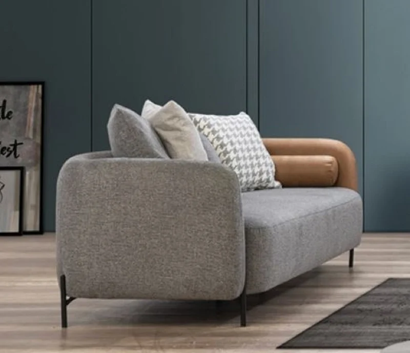 Casa Padrino Luxus Sofa Grau / Braun / Schwarz 255 x 90 x H. 70 cm - Wohnzimmer Sofa - Wohnzimmer Möbel - Luxus Möbel - Luxus Einrichtung