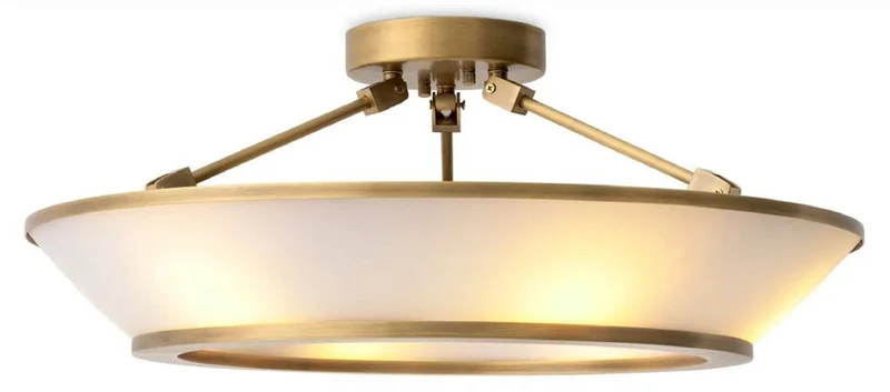 Casa Padrino Luxus Deckenleuchte Antik Messing / Weiß Ø 61 x H. 21,5 cm - Runde Deckenlampe mit Glas Lampenschirmen - Luxus Qualität