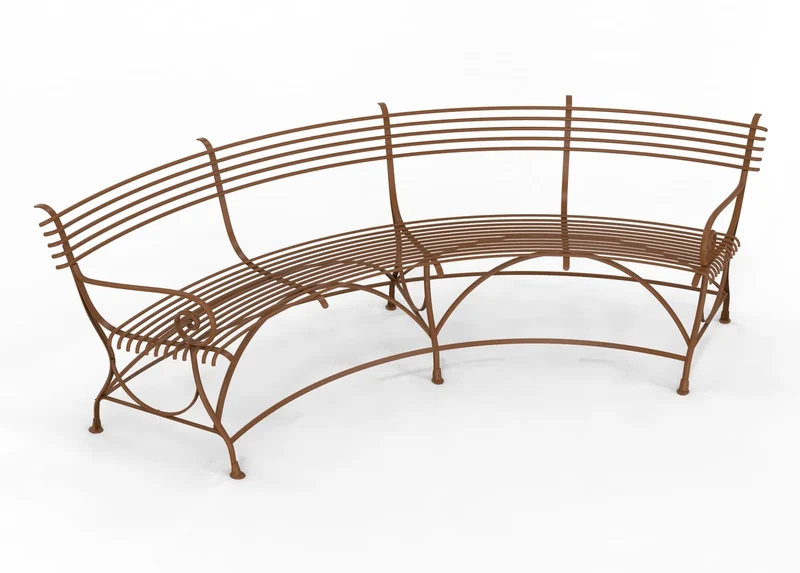 Casa Padrino Jugendstil Gartenbank 190 x 148 x H. 90 cm - Verschiedene Farben - Gebogene Schmiedeeisen Bank mit Pferdehuf Füßen - Jugendstil Schmiedeeisen Garten & Terrassen Möbel