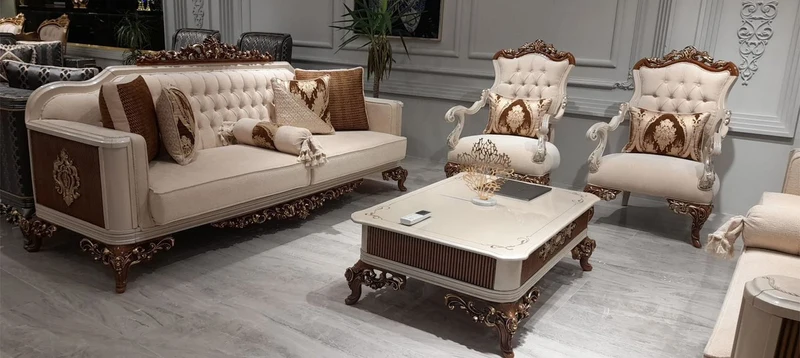 Casa Padrino Luxus Barock Couchtisch Beige / Grau / Braun / Gold - Prunkvoller Massivholz Wohnzimmertisch im Barockstil - Barock Wohnzimmer Möbel - Edel & Prunkvoll