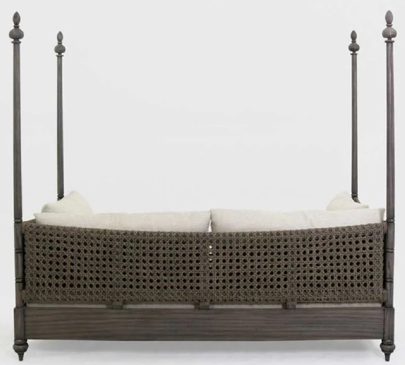 Casa Padrino Luxus Schlafsofa Grau / Cremefarben 219 x 110 x H. 200 cm - Elegantes Massivholz Sofa - Wohnzimmer Möbel - Luxus Qualität