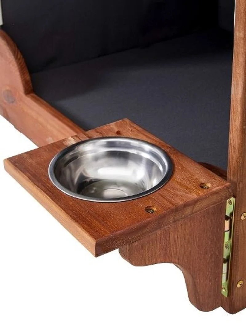 Casa Padrino Hunde Strandkorb mit Wassernapf Braun / Grau / Weiß 75 x 65 x H. 87 cm - Hunde Möbel - Tier Möbel - Garten Möbel - Outdoor Möbel