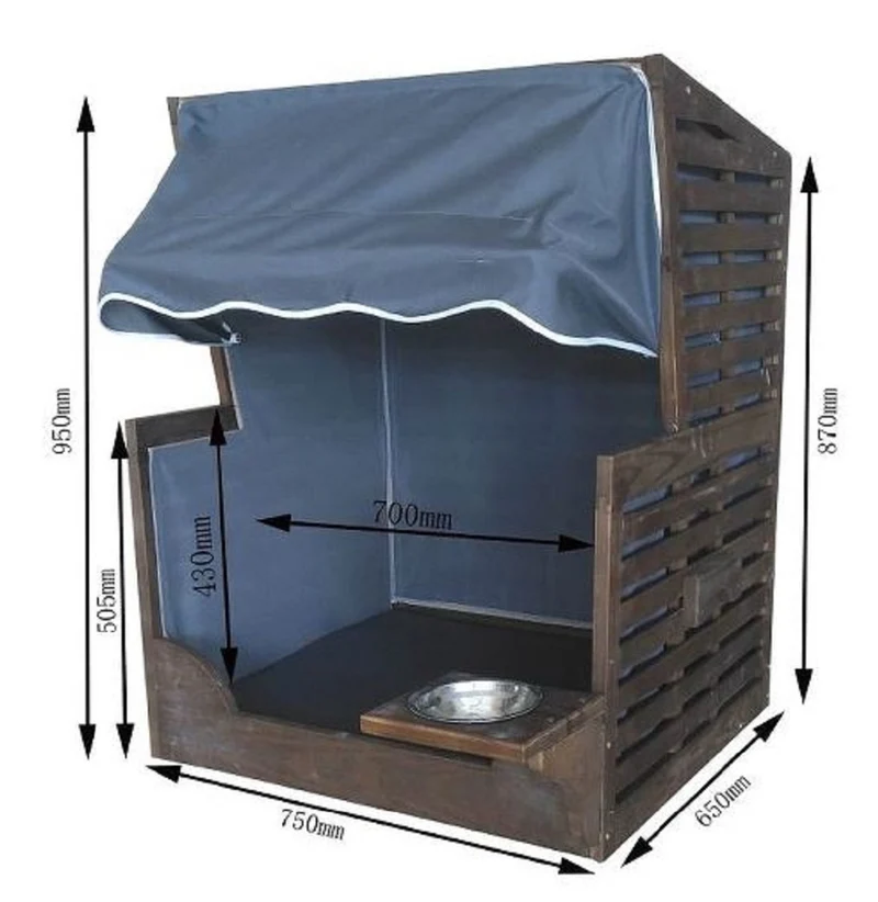 Casa Padrino Hunde Strandkorb mit Wassernapf Braun / Grau / Weiß 75 x 65 x H. 87 cm - Hunde Möbel - Tier Möbel - Garten Möbel - Outdoor Möbel