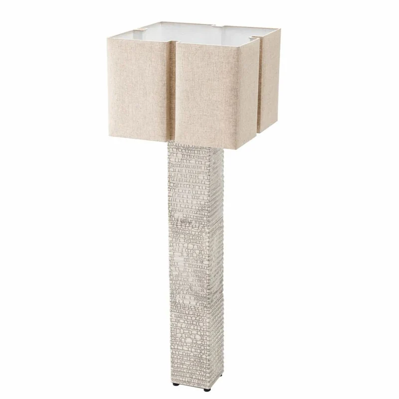 Casa Padrino Luxus Keramik Stehleuchte mit Lampenschirm Antik Weiß / Beige H. 165 cm